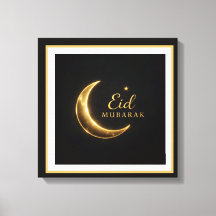 Luxe Zwart & Goud Eid Mubarak Muur Kunst – Elegant