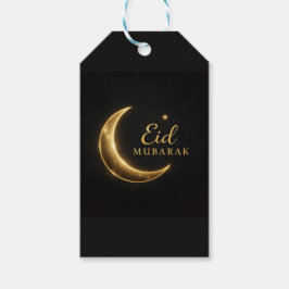 Luxe Zwart & Goud Eid Mubarak Stickers– Elegant Cadeaulabel