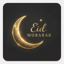 Luxe Zwart & Goud Eid Mubarak Stickers– Elegant