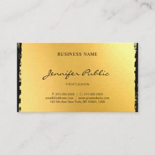 Luxe Zwart Goud Elegant Modern Script Plain Visitekaartje