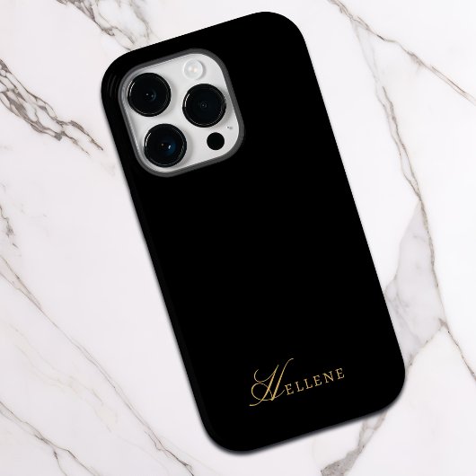 Luxe Zwart & Goud Elegant Script Monogram Case-Mate iPhone Case
