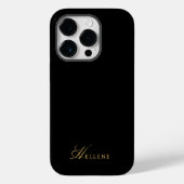 Luxe Zwart & Goud Elegant Script Monogram Case-Mate iPhone Case (Achterkant)