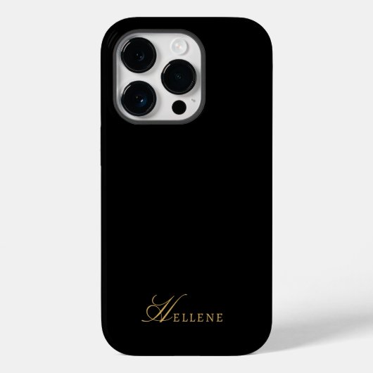 Luxe Zwart & Goud Elegant Script Monogram Case-Mate iPhone Case (Achterkant)