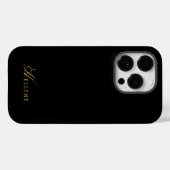 Luxe Zwart & Goud Elegant Script Monogram Case-Mate iPhone Case (Achterkant (horizontaal))