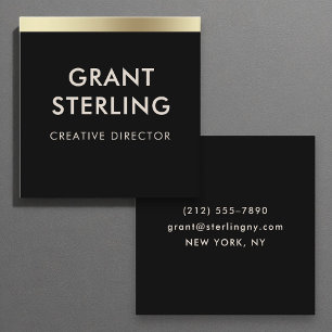 Luxe Zwart Goud Elegante Minimale Typografie Vierkante Visitekaartje