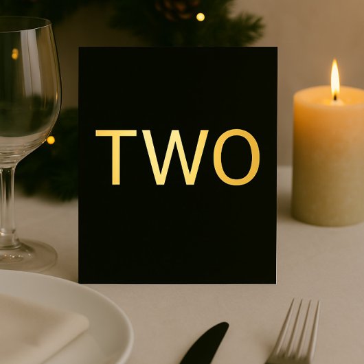 Luxe Zwart & Goud Folie Tafelnummer voor bruilofte