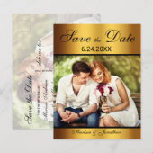 Luxe Zwart Goud Foto Bruiloft Save the Date Aankondigingskaart (Voorkant / Achterkant)