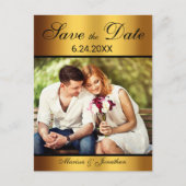 Luxe Zwart Goud Foto Bruiloft Save the Date Aankondigingskaart (Voorkant)
