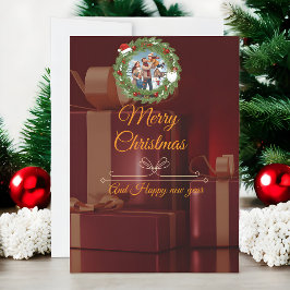 LUXE Zwart & Goud Foto Kerstkaart Save The Date