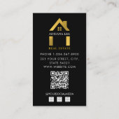 Luxe Zwart Goud Foto Makelaar QR Code Visitekaartje (Achterkant)