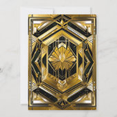 Luxe Zwart & Goud Gatsby Art Deco 1920s Bruiloft Kaart (Achterkant)