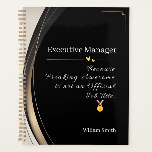 Luxe Zwart & Goud gepersonaliseerd Planner (Voorkant)