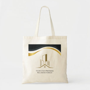 Luxe zwart & goud gepersonaliseerd vastgoed tote bag