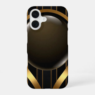 Luxe zwart & goud gestreepte iPhone 16 hoes Glan Hoesje