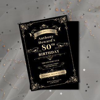Luxe Zwart & Goud Glanzende Milestone Age Verjaard Kaart