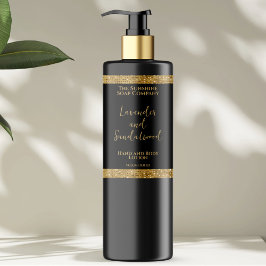 Luxe zwart & goud glinsterende cosmeticabottletike rechthoekige sticker