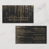 Luxe Zwart Goud Glitter Fringe Gordijn Visitekaartje (Voorkant / Achterkant)