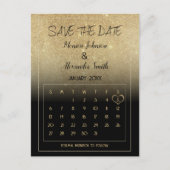 Luxe Zwart Goud Glitter Kalender Save the Date Aankondigingskaart (Voorkant)