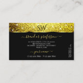 Luxe Zwart Goud Glitter Spark Stars Initialen Visitekaartje (Achterkant)