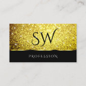 Luxe Zwart Goud Glitter Spark Stars Initialen Visitekaartje (Voorkant)