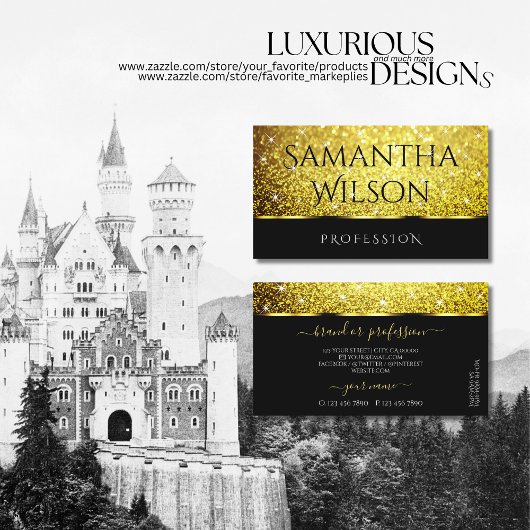 Luxe Zwart Goud Glitter Vonk Sterren Uitstekend Visitekaartje