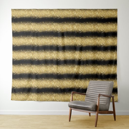 Luxe Zwart Goud Glitter Wandkleed (In Situ (horizontaal))