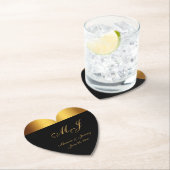 Luxe Zwart Goud Grens Monogram Bruiloft Kartonnen Onderzetters (Insitu)