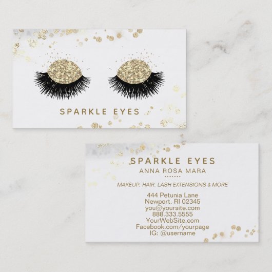 *~* Luxe Zwart Goud Grijs Ogen Lashes Glam Visitekaartje (Voorkant / Achterkant)