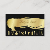 Luxe Zwart Goud Haar Stylist Beauty Salon Visitekaartje (Voorkant)