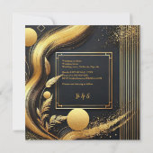 Luxe zwart goud jaren 1920 Art Deco bruiloft Kaart (Achterkant)