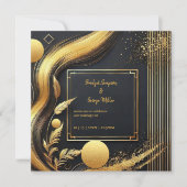 Luxe zwart goud jaren 1920 Art Deco bruiloft Kaart (Voorkant)