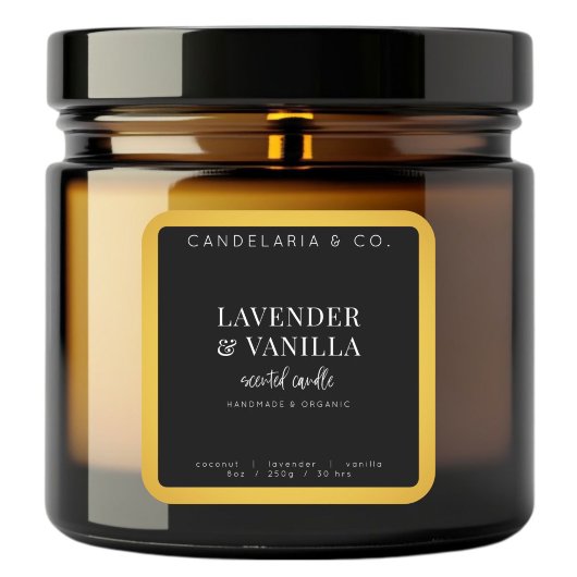 Luxe Zwart & Goud Kaars Sticker Label