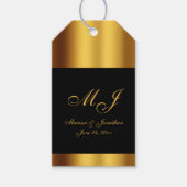 Luxe Zwart Goud Kalligrafie Border Bruiloft Cadeaulabel (Voorkant)