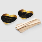 Luxe Zwart Goud Kalligrafie Border Bruiloft Handwaaier (Niet-gemonteerd)