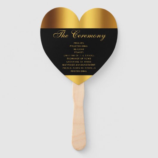 Luxe Zwart Goud Kalligrafie Border Bruiloft Handwaaier (Achterkant)