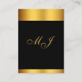 Luxe Zwart Goud Kalligrafie Border Bruiloft Informatiekaartje (Achterkant)