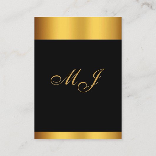 Luxe Zwart Goud Kalligrafie Border Bruiloft Informatiekaartje (Achterkant)