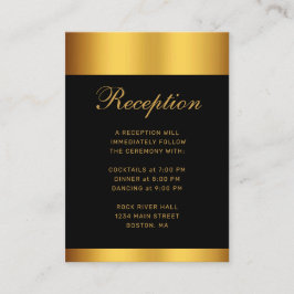 Luxe Zwart Goud Kalligrafie Border Bruiloft Informatiekaartje