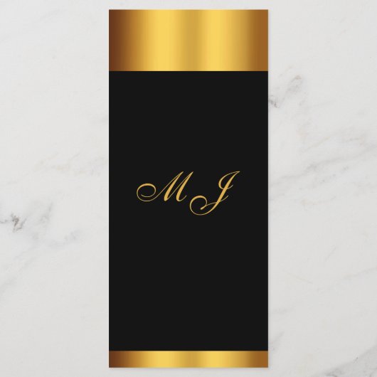 Luxe Zwart Goud Kalligrafie Border Bruiloft Menu (Achterkant)