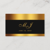 Luxe Zwart Goud Kalligrafie Border Bruiloft Plaatskaartje (Achterkant)