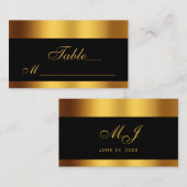 Luxe Zwart Goud Kalligrafie Border Bruiloft Plaatskaartje (Voorkant / Achterkant)