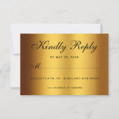 Luxe Zwart Goud Kalligrafie Border Bruiloft RSVP Kaartje (Voorkant)