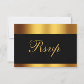 Luxe Zwart Goud Kalligrafie Border Bruiloft RSVP Kaartje (Achterkant)
