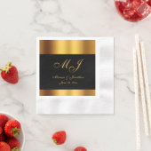 Luxe Zwart Goud Kalligrafie Border Bruiloft Servet (Insitu)