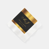 Luxe Zwart Goud Kalligrafie Border Bruiloft Servet (Hoek)