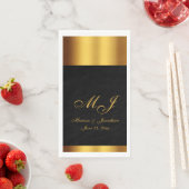 Luxe Zwart Goud Kalligrafie Border Bruiloft Servet (Insitu)