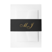 Luxe zwart goud kalligrafie bruid bruidegom monogr uitnodigingen wikkel (Voorkant Voorbeeld)