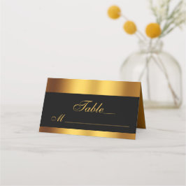 Luxe zwart goud kalligrafie bruiloft plaatskaartje