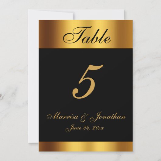 Luxe Zwart Goud Kalligrafie Bruiloft Tafel Nummer (Achterkant)