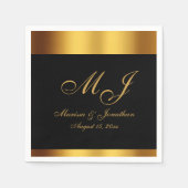 Luxe Zwart Goud Kalligrafie Monogram Bruiloft Servet (Voorkant)